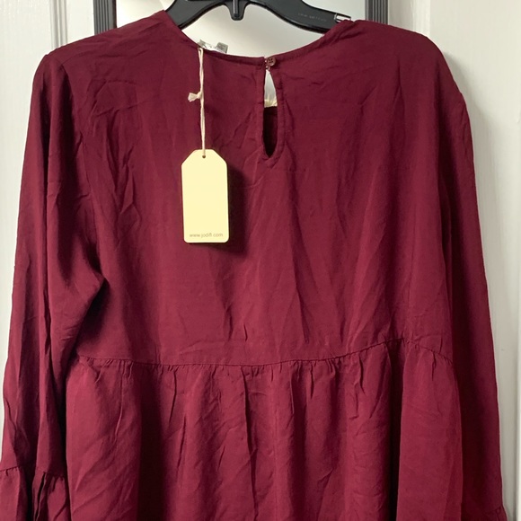 Jodifl Wine Bell Sleeve Blouse - Picture 2 of 2